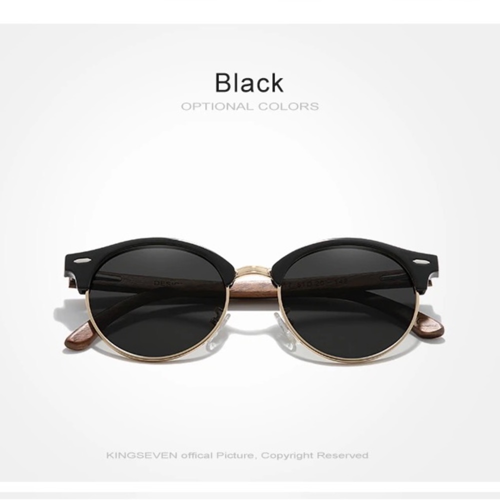 KINGSEVEN Handmade High Quality Black Walnut Sunglasses Polarized UV400 … - Picture 2 of 7